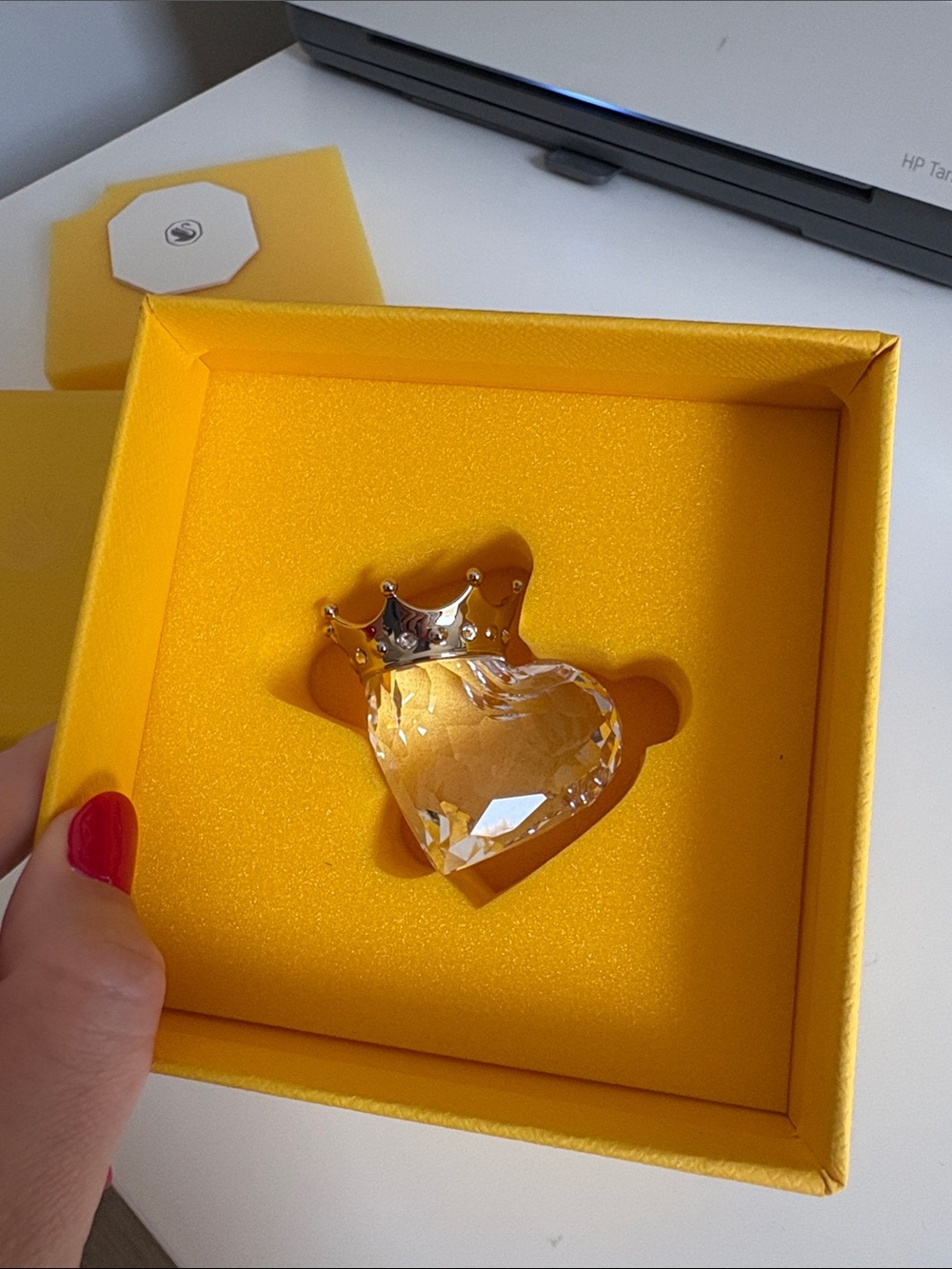 Crystal Heart Pendant with Crown - Clear